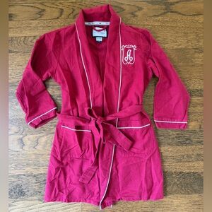 Petite Plume Dark Red “A” Monogrammed Robe with White Trim size 4